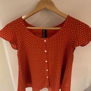 Bergstrom polka dot orange blouse